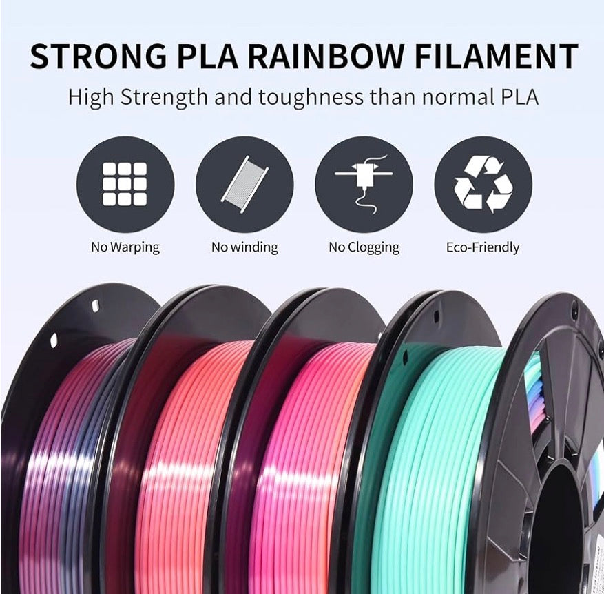 3D Printer Filament Silk Dual Color PLA Filament 1.75mm +/- 0.02mm, Bicolor PLA 3D Printing Filament Bundle 200 x 4 Spools
