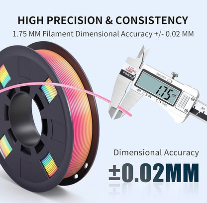 3D Printer Filament Silk Dual Color PLA Filament 1.75mm +/- 0.02mm, Bicolor PLA 3D Printing Filament Bundle 200 x 4 Spools