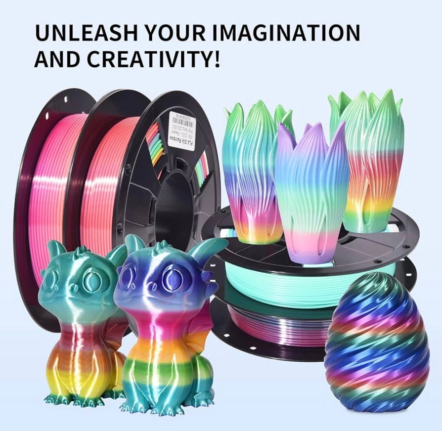 3D Printer Filament Silk Dual Color PLA Filament 1.75mm +/- 0.02mm, Bicolor PLA 3D Printing Filament Bundle 200 x 4 Spools