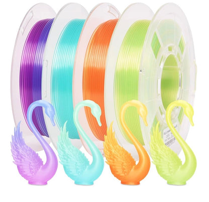 3D Printer Filament Silk Dual Color PLA Filament 1.75mm +/- 0.02mm, Bicolor PLA 3D Printing Filament Bundle 200 x 4 Spools