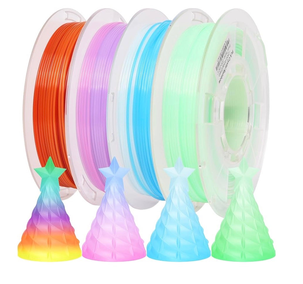 3D Printer Filament Silk Dual Color PLA Filament 1.75mm +/- 0.02mm, Bicolor PLA 3D Printing Filament Bundle 200 x 4 Spools