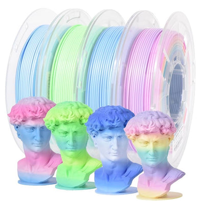 3D Printer Filament Silk Dual Color PLA Filament 1.75mm +/- 0.02mm, Bicolor PLA 3D Printing Filament Bundle 200 x 4 Spools
